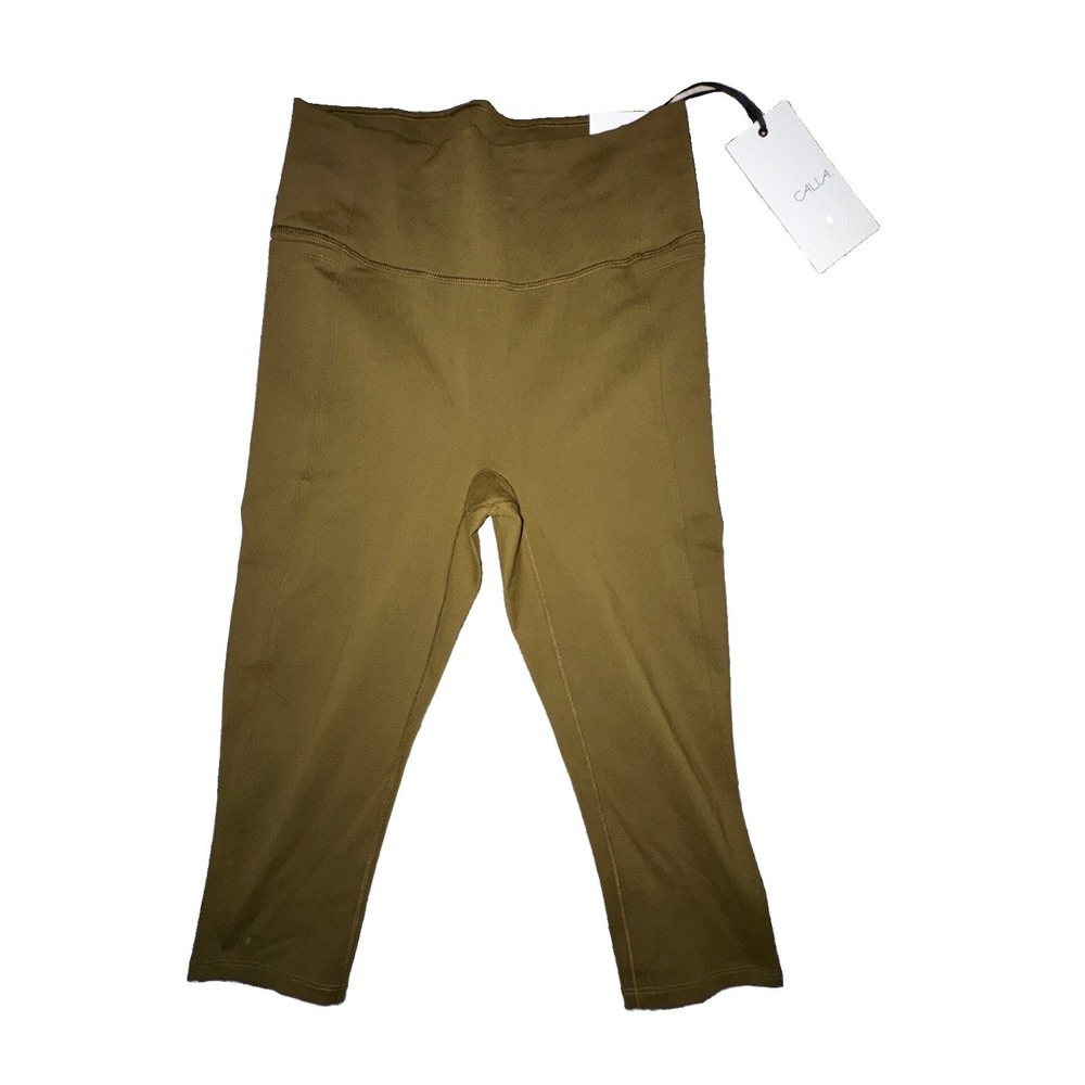 Calia High Rise Crop Leggings Women's Size Medium Dark Khaki Olive NWT - Picture 4 of 4